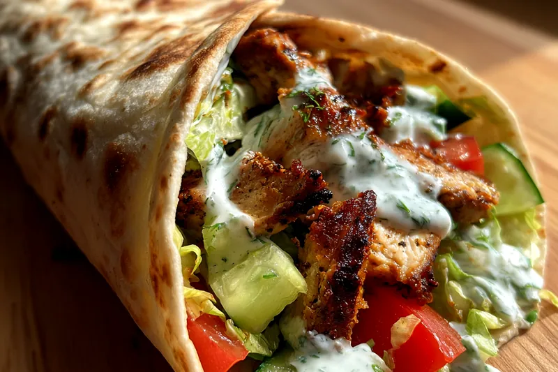 Cooking process for Grilled Chicken Wrap