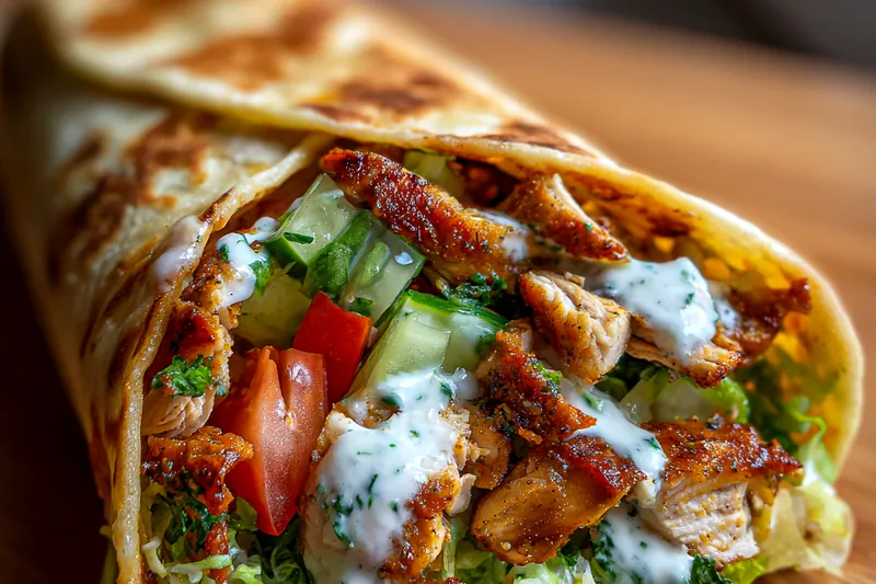 Fresh ingredients for Grilled Chicken Wrap