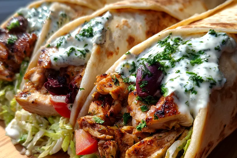 Fresh ingredients for Grilled Chicken Wraps with Herb Sauce