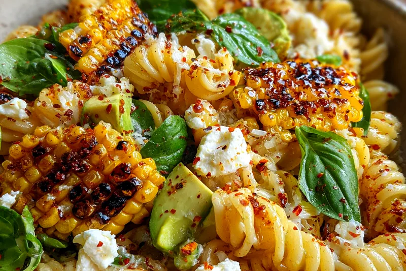 Cooking process for Grilled Corn Avocado Pasta Salad