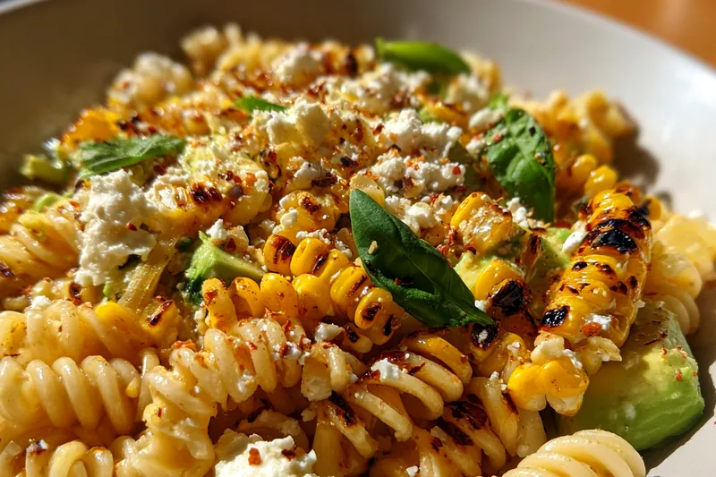 Cooking process for Grilled Corn Pasta Salad