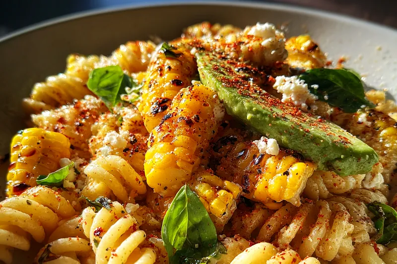 Fresh ingredients for Grilled Corn Pasta Salad