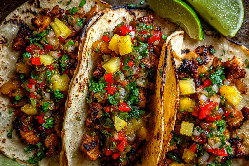 Cooking process for Grilled Pineapple Chicken Tacos