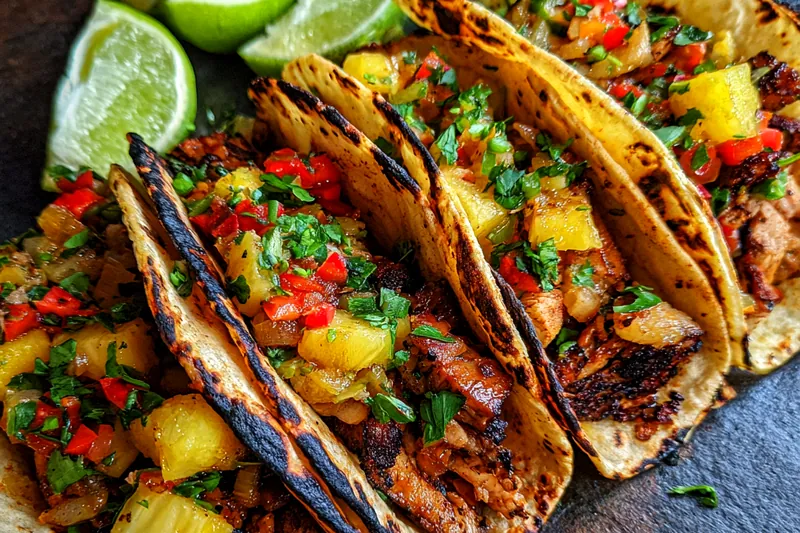 Fresh ingredients for Grilled Pineapple Chicken Tacos