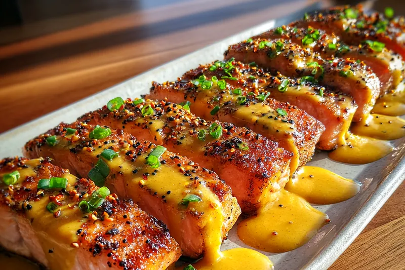 Cooking process for Grilled Salmon with Mustard Glaze