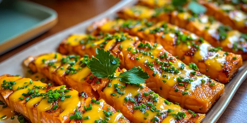 Delicious Grilled Salmon with Mustard Glaze served on a plate