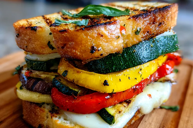 An assortment of fresh vegetables and mozzarella ready for grilling.