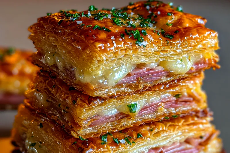 Cooking process for Ham and Cheese Puff Pastry