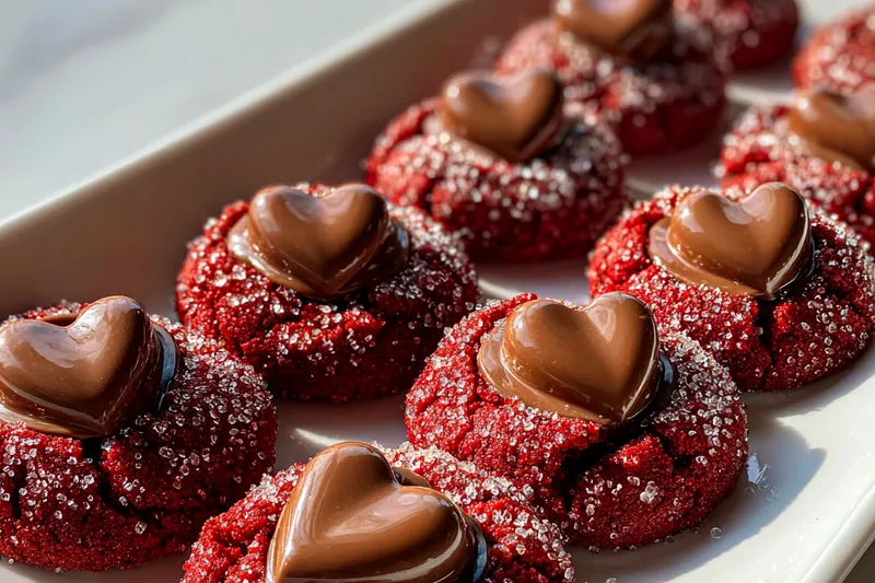 Fresh ingredients for Heart Chocolate Red Velvet Cookies