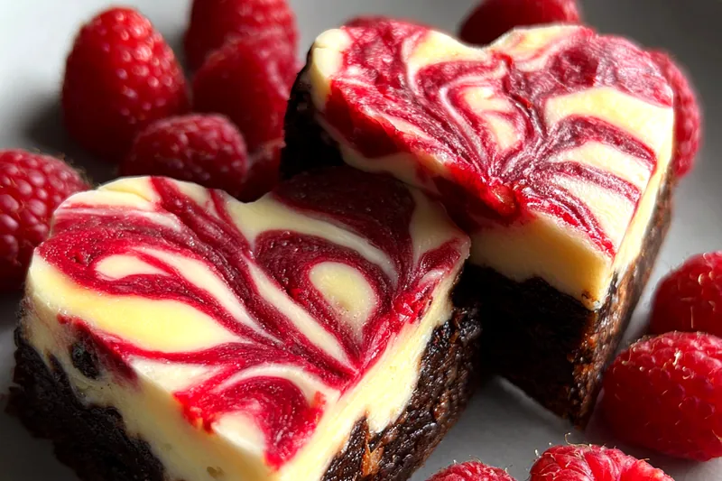Cooking process for Heart Raspberry Cheesecake Brownies