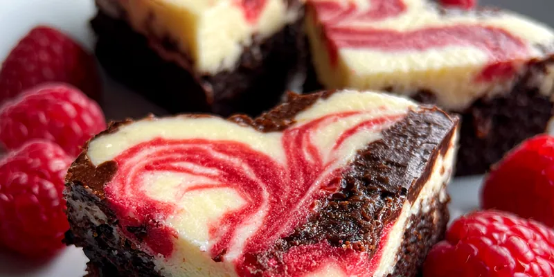 Delicious Heart Raspberry Cheesecake Brownies served on a plate