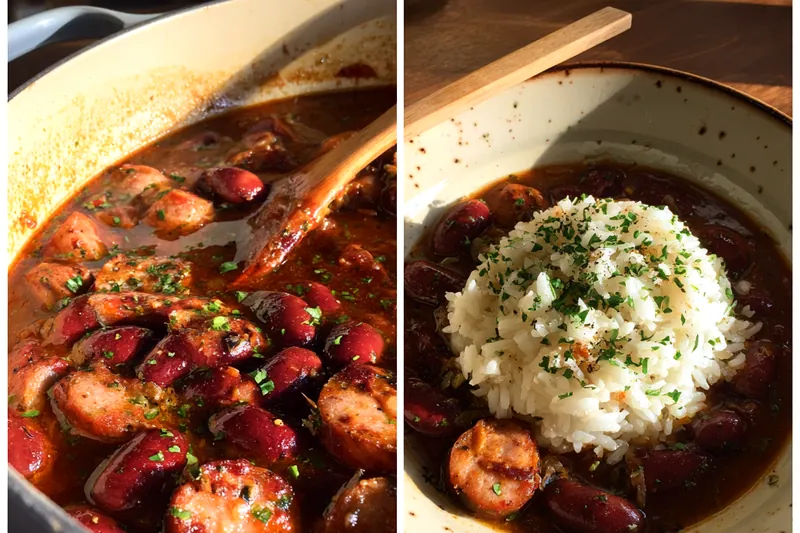 Cooking process for Hearty Bean Sausage Stew