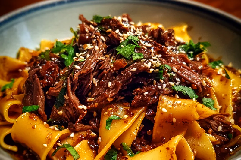 Cooking process for Hearty Beef Noodle Bowl