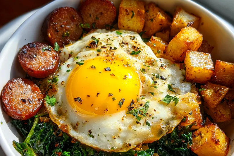 Cooking process for Hearty Breakfast Bowl