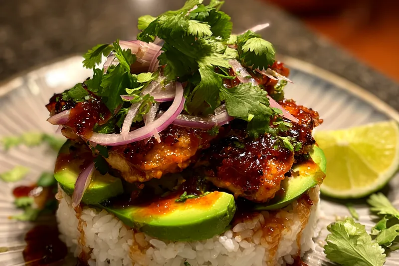 Cooking process for Honey Lime Chicken Stack