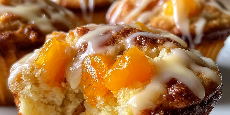 Delicious Honey Peach Cream Muffins served on a plate