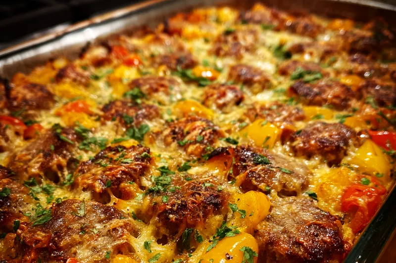 Cooking process for Italian Sausage Pepper Bake