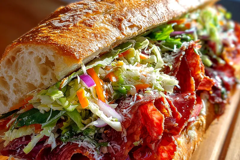 Fresh ingredients for Italian Sub Sandwich Delight