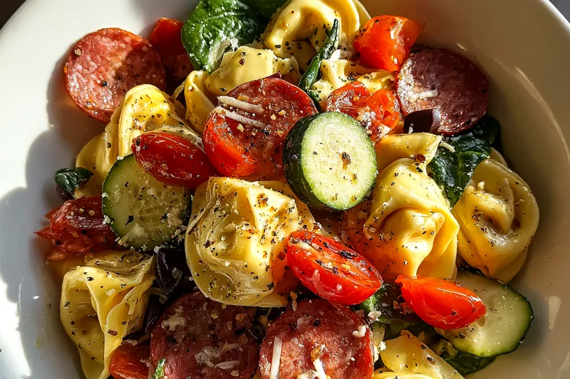 Cooking process for Italian Tortellini Salad Delight