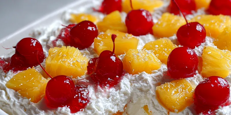 Delicious Juicy Pineapple Cherry Delight served on a plate