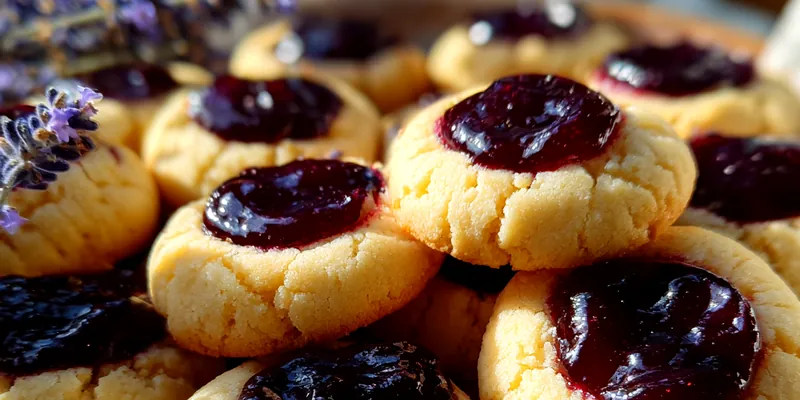 Delicious Lemon Lavender Thumbprint Cookies served on a plate