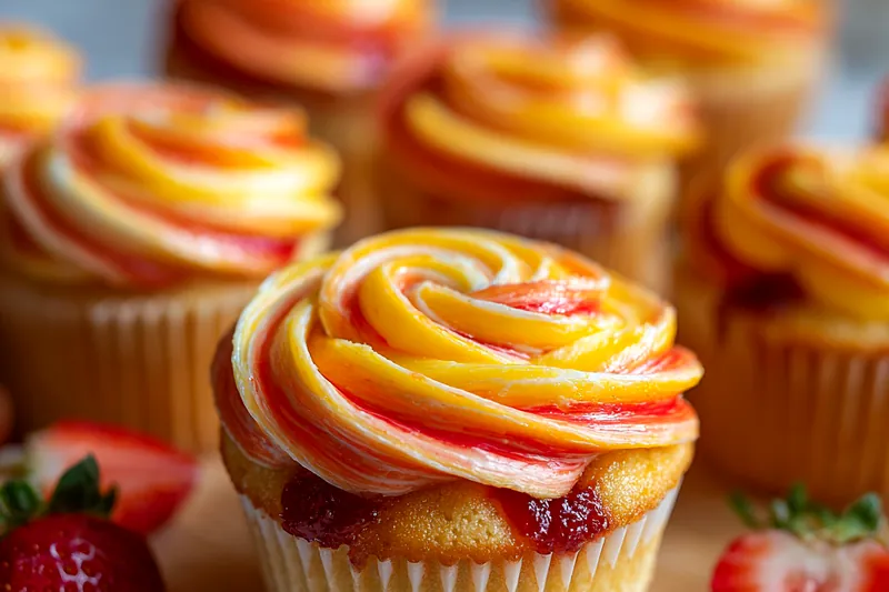 Fresh ingredients for Mango Strawberry Cupcakes