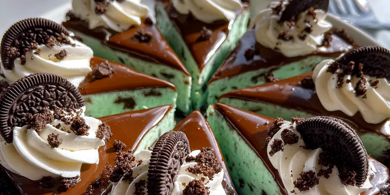 Delicious Mint Chocolate Cookie Pie served on a plate