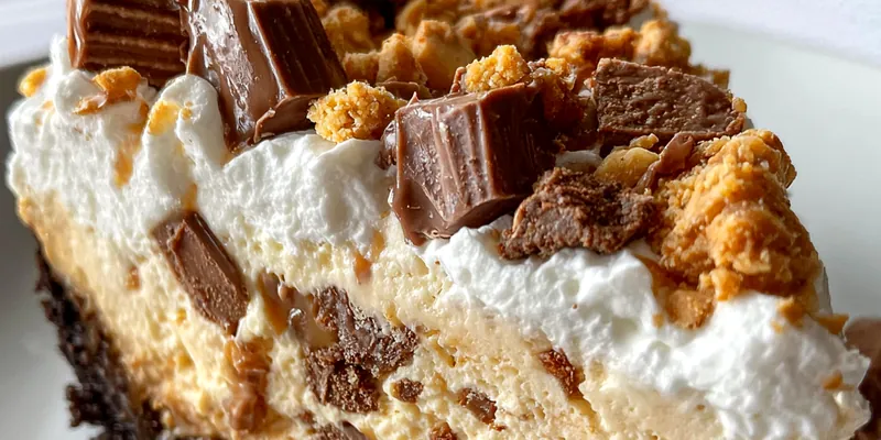 Delicious No Bake Oreo Peanut Cheesecake served on a plate