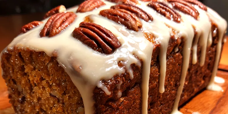 Delicious Nutty Pecan Loaf Cake served on a plate