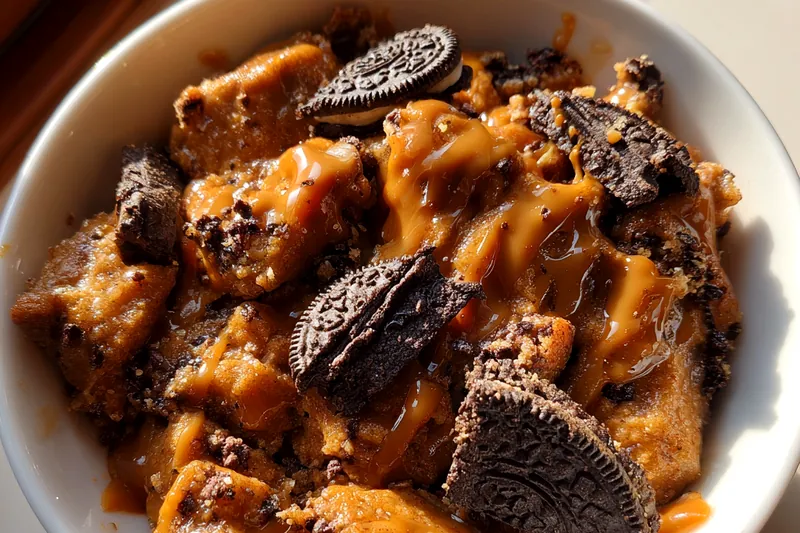 Cooking process for Oreo Cookie Cobbler Delight