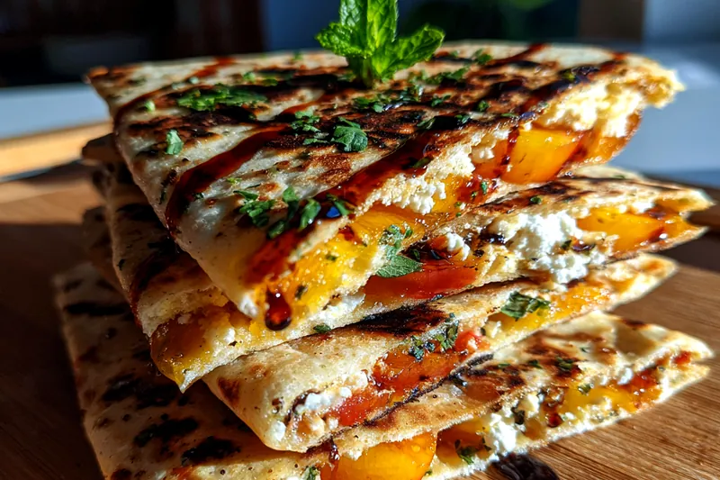 Fresh ingredients for Peach Cheese Quesadillas