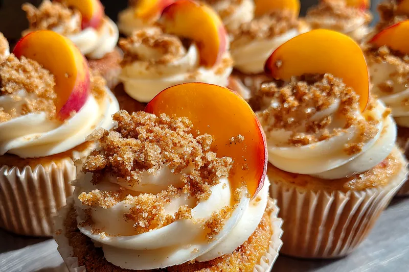 Fresh ingredients for Peach Cobbler Cupcakes