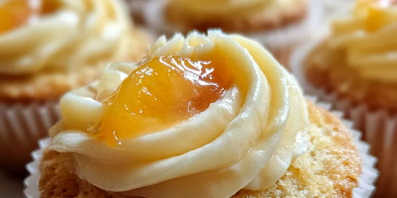 Delicious Peach Cream Cheese Cupcakes served on a plate
