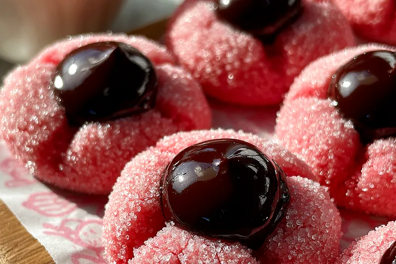 Cooking process for Pink Chocolate Center Cookies