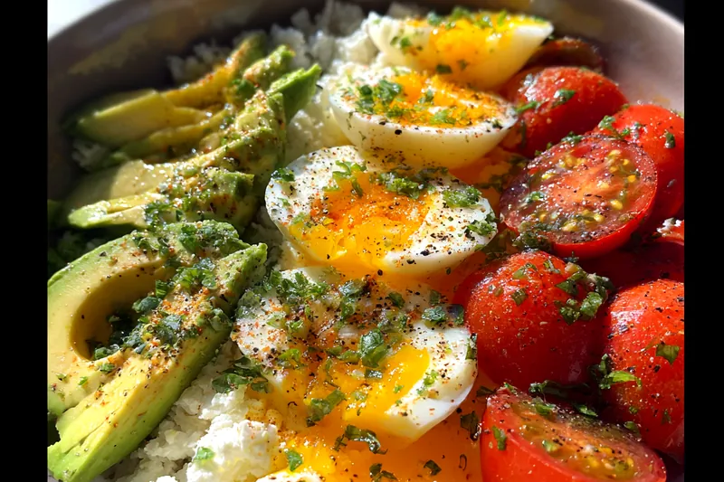 Fresh ingredients for Protein Packed Breakfast Bowl