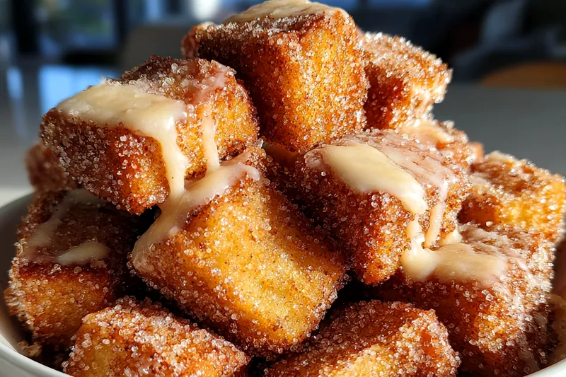 The cooking process of Quick Angel Cake Churro Treats captured in a cozy kitchen with all ingredients ready.