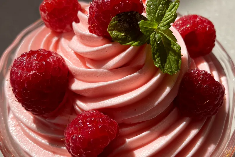 Cooking process for Raspberry Mint Mousse Delight