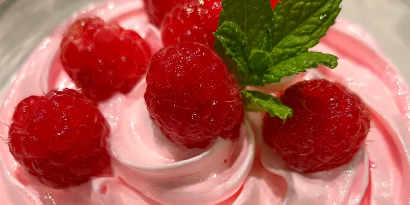Delicious Raspberry Mint Mousse Delight served on a plate