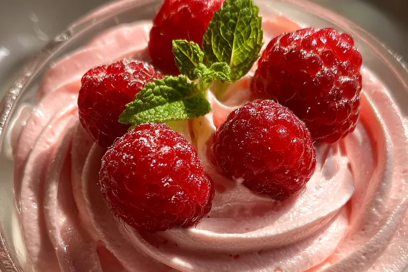 Fresh ingredients for Raspberry Mint Mousse Delight