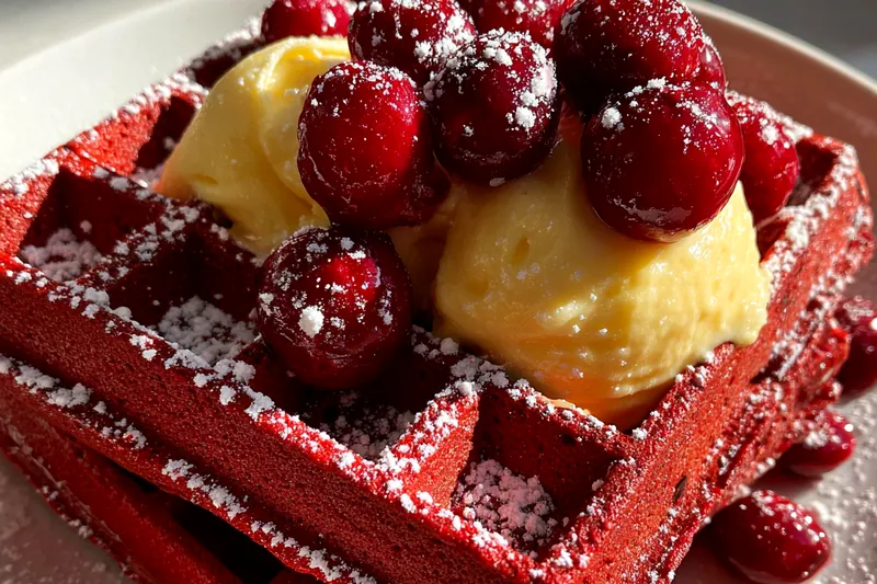 Fresh ingredients for Red Velvet Waffle Delight