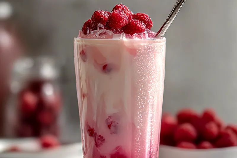 Fresh ingredients for Refreshing Raspberry Vanilla Latte