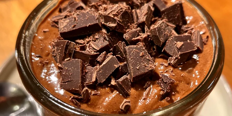 Delicious Rich Chocolate Protein Pudding served on a plate