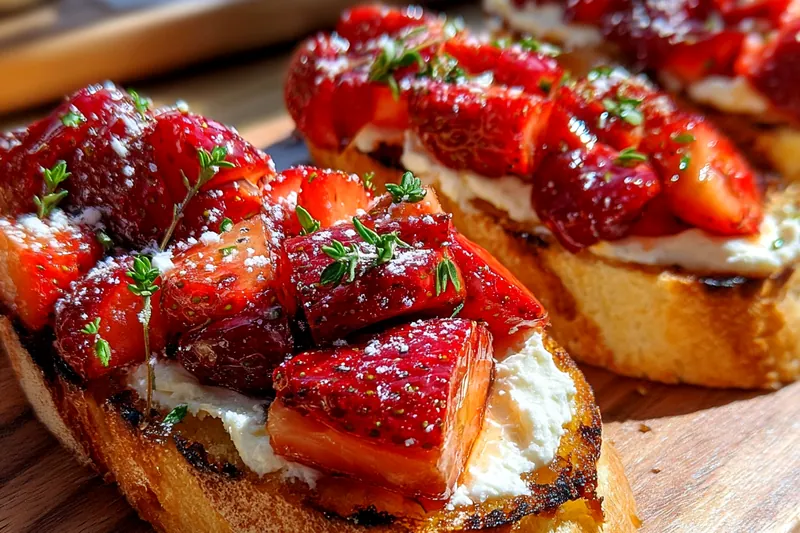 Fresh ingredients for Roasted Strawberry Ricotta Toast