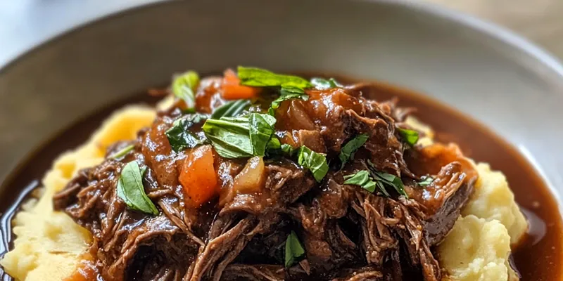 Delicious Savory Beef Mashed Potatoes served on a plate