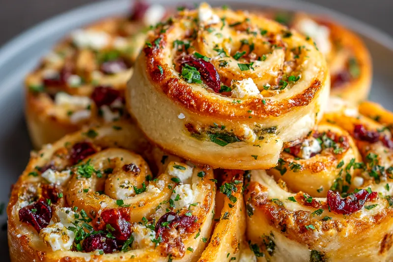 A neatly arranged display of ingredients for Savory Cranberry Feta Pinwheels, including tortillas, cream cheese, feta, and cranberries.