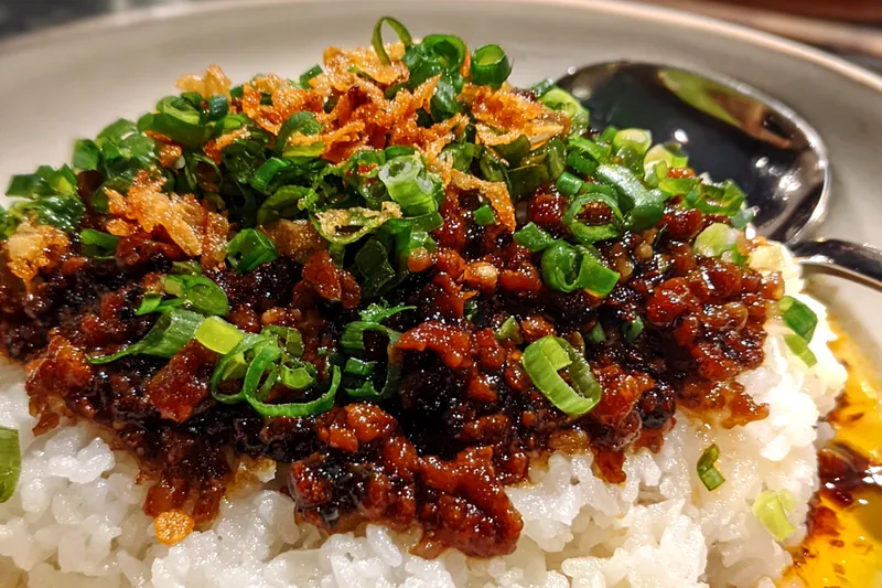 Fresh ingredients for Savory Garlic Beef Rice Bowl