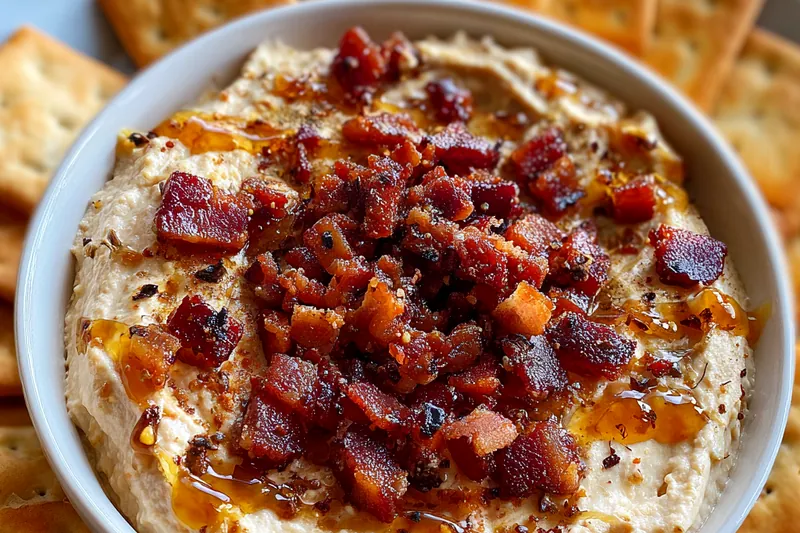 An array of fresh ingredients for Savory Maple Bacon Dip Delight, including bacon, cream cheese, and green onions.