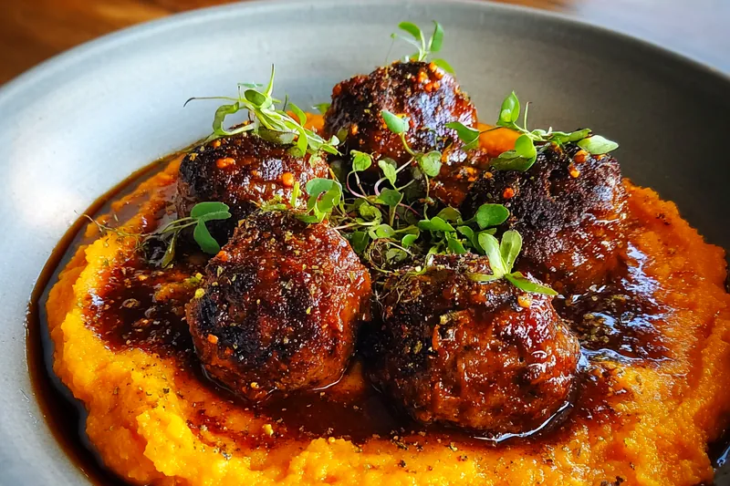 Cooking process for Savory Meatball Sweet Potato