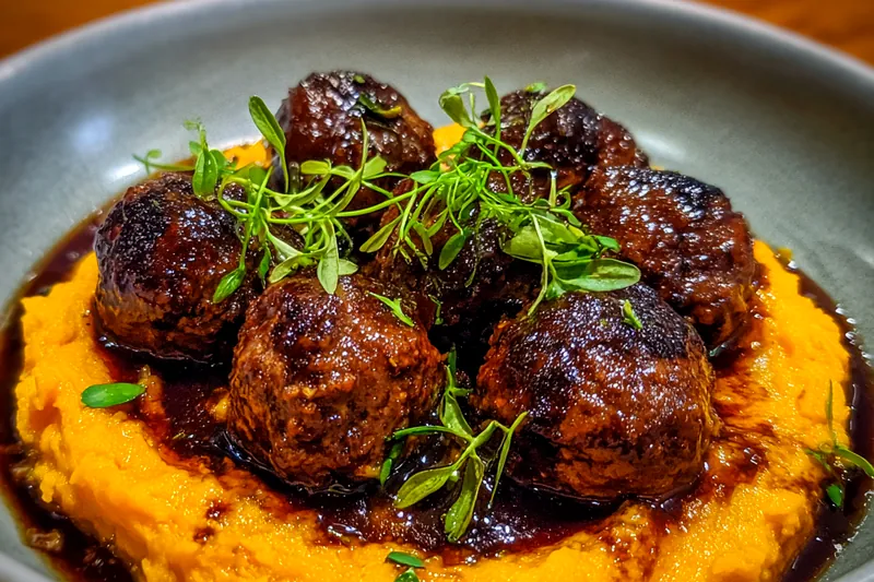 Fresh ingredients for Savory Meatball Sweet Potato