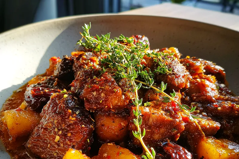 Fresh ingredients for Savory Pork Apple Stew